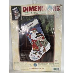 Dimensions Christmas Stocking Cross Stitch Kit Santa Snowman Personalize Name